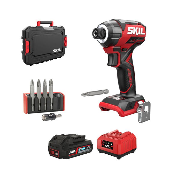 SKIL 3225 JA Compact hiiliharjaton akkuiskuruuvinväännin 20 V salkulla