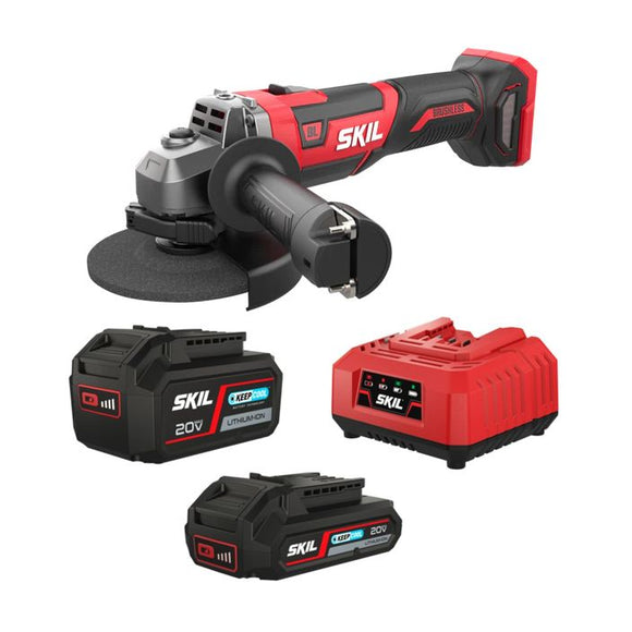 SKIL power tool set with battery packs on a white background
