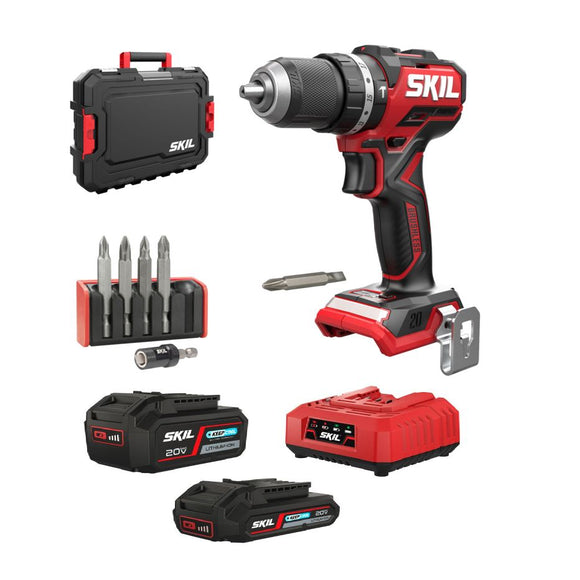 SKIL 3075 JA Compact hiiliharjaton akkuiskuporakone 20 V salkulla